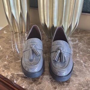 Franco Sarto Gray Patent Tassel Loafers